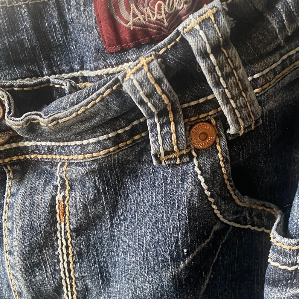 Angels Dark Wash Denim Jeans with Contrast Stitching